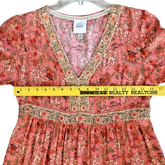 Knox Rose Baby Doll Mini Dress Womens Size S Gauze Tiered Floral Garden Girl - Picture 9 of 12